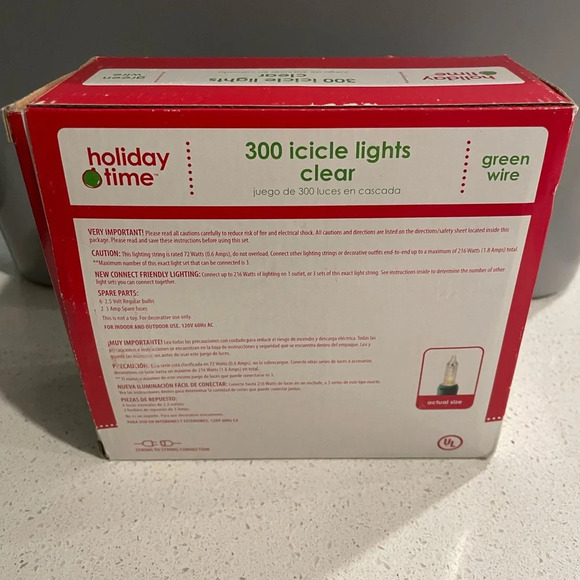 Holiday time 300 icicle lights clear indoor / outdoor use - Picture 2 of 5